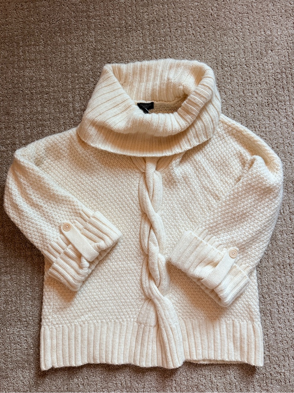 Talbots Cream Cable Turtleneck Sweater